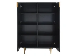 Buffet Haut - 2 Portes - MDF Et Métal - Coloris : Noir Et Doré - LIKANA -Meubles Soldes Magasin buffet 4158533