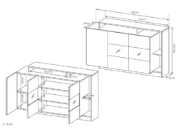 Buffet 3 Portes Et 3 Niches - Avec LEDs - Coloris : Naturel Et Blanc - IDESIA -Meubles Soldes Magasin buffet 4429341