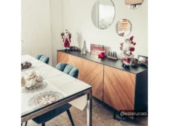 Buffet ISMAEL - 4 Portes - MDF Placage Noyer Et Métal Noir -Meubles Soldes Magasin buffet 452593