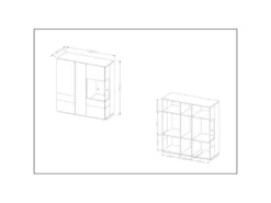 Buffet Haut KILES Trois Portes Avec LED. Coloris Blanc Et Gris. Style Design -Meubles Soldes Magasin buffet 8933085