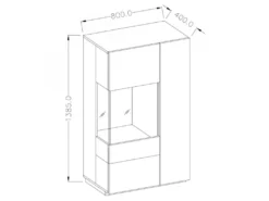 Buffet Haut Avec LED Collection KILES Deux Portes. Coloris Blanc Et Chêne. Porte Vitrée à Droite -Meubles Soldes Magasin buffet 8934227