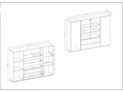 Buffet Haut TONGA Quatre Portes Et Deux Tiroirs. Couleur Wengé. LED Incluses. Style Design. -Meubles Soldes Magasin buffet 8940327