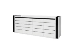 Buffet, Bahut LINA Blanc Et Noir Brillant Avec LED. Meuble Design Pour Votre Salle à Manger