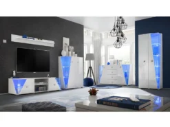 Buffet Design 150cm Collection SPIKE Avec LED Intégrées. Coloris Blanc. -Meubles Soldes Magasin buffet 8941635