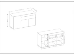 Buffet, Bahut, Enfilade KILES Trois Portes Et Un Tiroir. Coloris Gris Anthracite Et Chêne. Style Design -Meubles Soldes Magasin buffet 8941903
