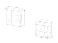 Buffet Haut KILES Trois Portes Avec LED. Coloris Gris Anthracite Et Chêne. Style Design -Meubles Soldes Magasin buffet 8942721