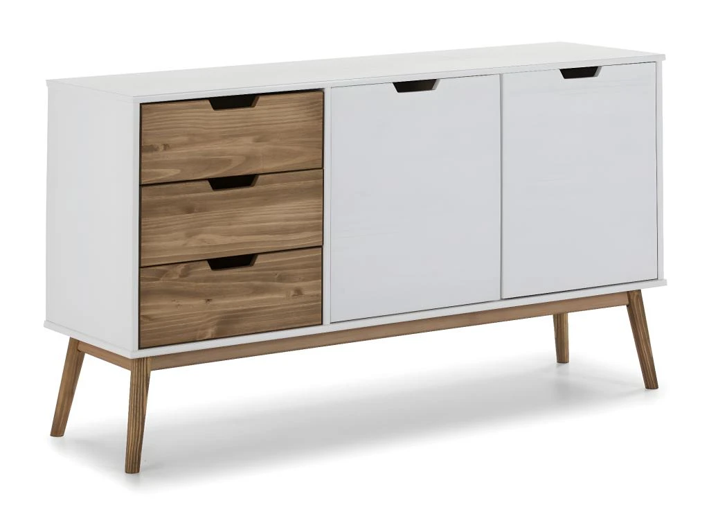 Buffet Commode Java 3 Tiroir Y 2 Porte Blanc, Glissières Métalliques, Longueur 140 Cm 2 Buffet Commode Java 3 Tiroir Y 2 Porte Blanc, Glissières Métalliques, Longueur 140 Cm – Image 2