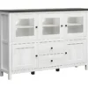 Buffet 5 Portes 2 Tiroirs Avec LED Duck Blanc Et Bois Foncé