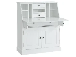 Secrétaire En Pin Et MDF - Coloris : Blanc - CLEORE -Meubles Soldes Magasin bureau 292465