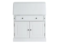 Secrétaire En Pin Et MDF - Coloris : Blanc - CLEORE -Meubles Soldes Magasin bureau 292471