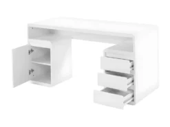 Bureau Avec Rangements SERGUEI - MDF Laqué Blanc -Meubles Soldes Magasin bureau 343241