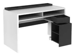 Bureau ASERRI Avec Rangements - Blanc Et Anthracite -Meubles Soldes Magasin bureau 439299