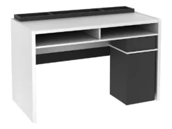 Bureau ASERRI Avec Rangements - Blanc Et Anthracite -Meubles Soldes Magasin bureau 439303