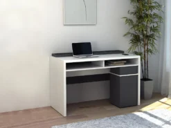 Bureau ASERRI Avec Rangements - Blanc Et Anthracite