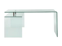 Bureau D'angle ELSTRON - Verre Courbé - Transparent -Meubles Soldes Magasin bureau 444503