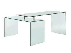 Bureau D'angle ELSTRON - Verre Courbé - Transparent -Meubles Soldes Magasin bureau 444505
