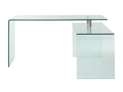 Bureau D'angle ELSTRON - Verre Courbé - Transparent -Meubles Soldes Magasin bureau 444507