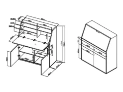 Secrétaire BAGUA - 2 Portes Et 2 Tiroirs - MDF - Blanc Laqué -Meubles Soldes Magasin bureau 453693