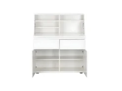 Secrétaire BAGUA - 2 Portes Et 2 Tiroirs - MDF - Blanc Laqué -Meubles Soldes Magasin bureau 453703