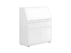 Secrétaire BAGUA - 2 Portes Et 2 Tiroirs - MDF - Blanc Laqué -Meubles Soldes Magasin bureau 453707