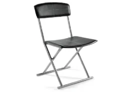 Lot De 4 Chaises Pliantes PVC Polyuréthane En Noir