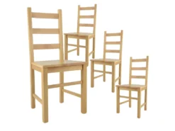 ORTA - Lot De 4 Chaises Naturelles Et Assises En Bois