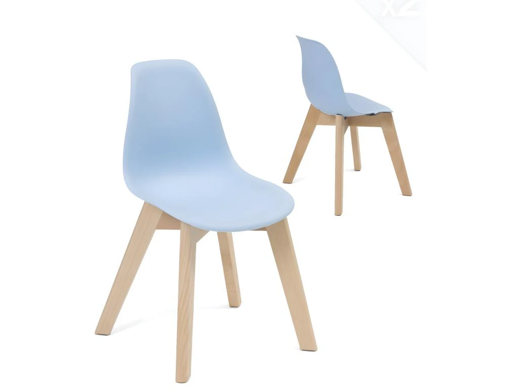 KAYELLES Lot De 2 Chaises Scandinaves Enfant JUBA (bleu) 1 KAYELLES Lot De 2 Chaises Scandinaves Enfant JUBA (bleu)