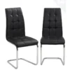 KAYELLES Lot De 2 Chaises Salle A Manger Simili Et Chrome MAXI ( Noir )