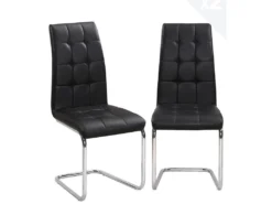 KAYELLES Lot De 2 Chaises Salle A Manger Simili Et Chrome MAXI ( Noir )