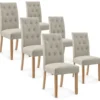 Lot De 6 Chaises Capitonnées Gaya Tissu Beige