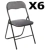 Lot De 6 Chaises Pliantes Velours Gris Foncé - Longueur 44 X Hauteur 79 X Profondeur 52 Cm