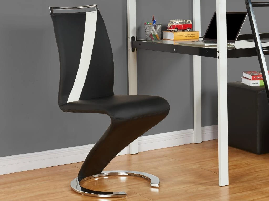 Lot De 2 Chaises - Simili Noir & Blanc - TWIZY II 2 Lot De 2 Chaises - Simili Noir & Blanc - TWIZY II – Image 2
