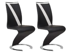 Lot De 2 Chaises - Simili Noir & Blanc - TWIZY II