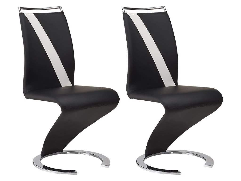 Lot De 2 Chaises - Simili Noir & Blanc - TWIZY II 1 Lot De 2 Chaises - Simili Noir & Blanc - TWIZY II