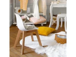 Chaise Pour Enfant En Bois Et Polypropylène Blanc H 58 Cm -Meubles Soldes Magasin chaise 10190711