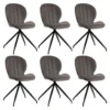 FOLA - Lot De 6 Chaises Simili Taupe Piètement Etoile