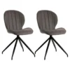 FOLA - Lot De 2 Chaises Simili Taupe Piètement Etoile