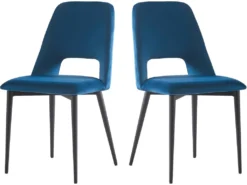 Lot De 2 Chaises En Velours "Fedora" - Bleu Foncé