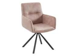 Lot De 2 Chaises Pivotantes Avec Accoudoirs En Velours Et Métal - Beige - GOZIA De Pascal MORABITO -Meubles Soldes Magasin chaise 10566083