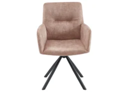 Lot De 2 Chaises Pivotantes Avec Accoudoirs En Velours Et Métal - Beige - GOZIA De Pascal MORABITO -Meubles Soldes Magasin chaise 10566089