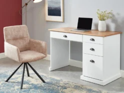 Lot De 2 Chaises Pivotantes Avec Accoudoirs En Velours Et Métal - Beige - GOZIA De Pascal MORABITO -Meubles Soldes Magasin chaise 10566093