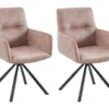 Lot De 2 Chaises Pivotantes Avec Accoudoirs En Velours Et Métal - Beige - GOZIA De Pascal MORABITO