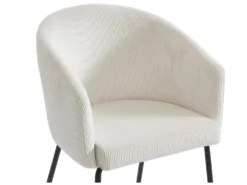 Lot De 2 Chaises Avec Accoudoirs En Velours Côtelé Et Métal - Crème - MORONI De Pascal MORABITO -Meubles Soldes Magasin chaise 10585953
