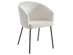 Lot De 2 Chaises Avec Accoudoirs En Velours Côtelé Et Métal - Crème - MORONI De Pascal MORABITO -Meubles Soldes Magasin chaise 10585967