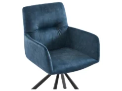 Chaise Pivotante Avec Accoudoirs En Velours Et Métal - Bleu - GOZIA De Pascal MORABITO -Meubles Soldes Magasin chaise 10668467