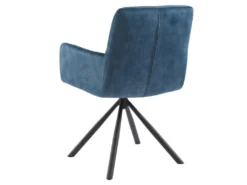 Chaise Pivotante Avec Accoudoirs En Velours Et Métal - Bleu - GOZIA De Pascal MORABITO -Meubles Soldes Magasin chaise 10668481