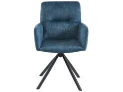 Chaise Pivotante Avec Accoudoirs En Velours Et Métal - Bleu - GOZIA De Pascal MORABITO -Meubles Soldes Magasin chaise 10668487