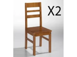 Lot De 2 Chaises De Salle à Manger En Pin Massif Coloris Cerisier - Longueur 42 X Profondeur 45 X Hauteur 98 cm