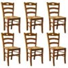 SUZY - Lot De 6 Chaises Teinté Chêne Et Assises En Paille