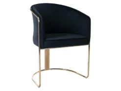 Lot De 2 Chaises Avec Accoudoirs En Velours Et Métal - Noir Et Doré - JOSETHE De Pascal MORABITO -Meubles Soldes Magasin chaise 10856027